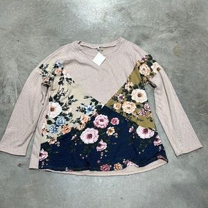 Now n forever brand Rose pink w/rose design sweater /Size 3x‎ /E-11